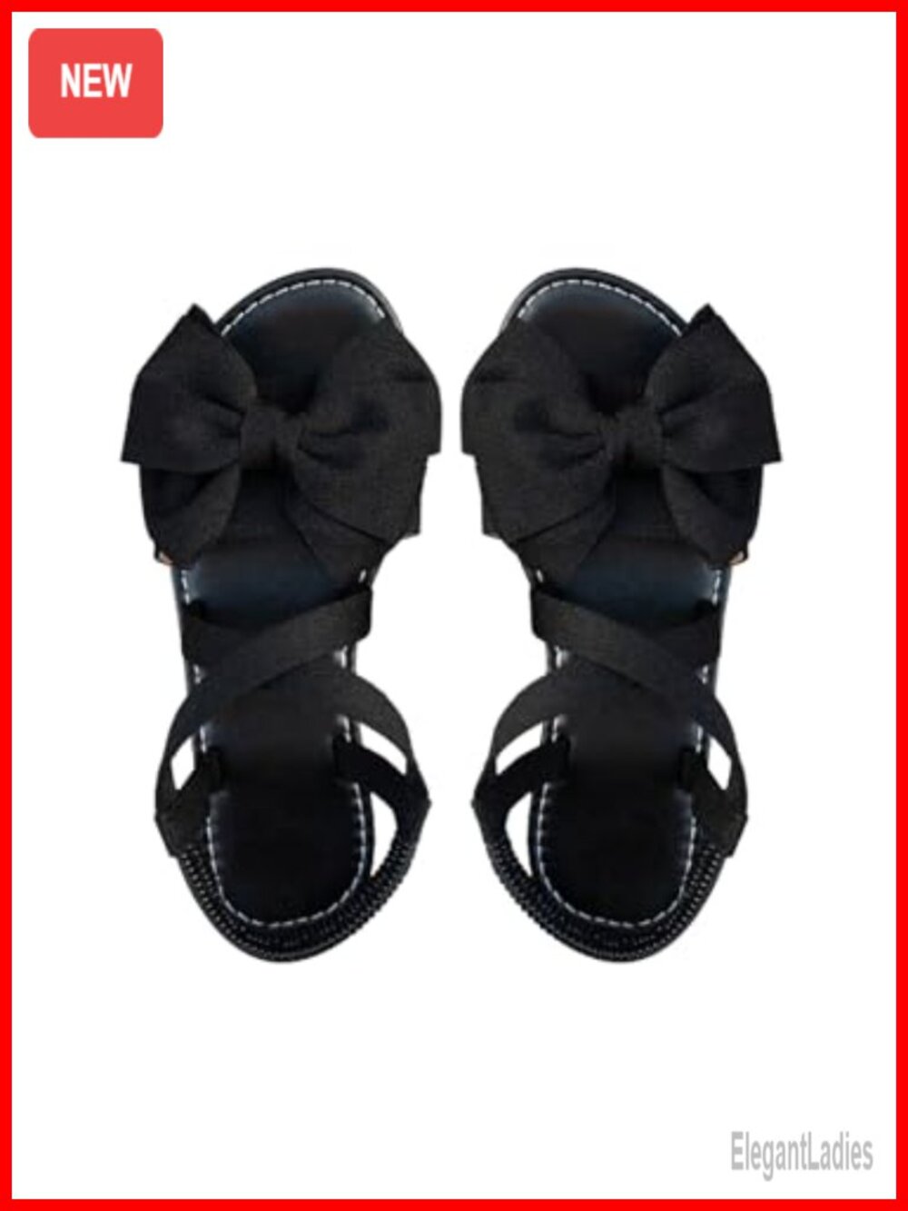 Faux Leather Bow Flat Sandals Strappy Summer Beach Shoes
